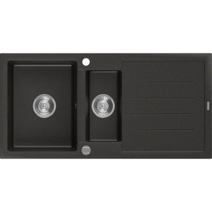 Mexen Andres - granitový dřez 100,0x50,0cm, 1,5-komorový, černá-zlatá, 6515101510-75