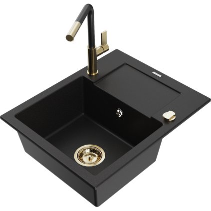 269296 mexen enzo 1 komorovy granitovy drez 576x465x174 mm a drezova bateria flora cierna 6506 77 670401 57 g