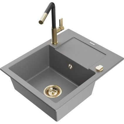 269212 3 mexen enzo 1 komorovy granitovy drez 576x465x174 mm a drezova bateria flora seda 6506 71 670401 57 g