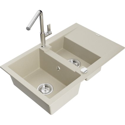 257390 3 mexen gaspar 1 5 komorovy granitovy drez 737x475x177 mm a drezova bateria flora bezova 6507 69 670401 00
