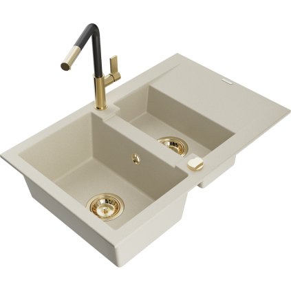 257402 mexen gaspar 1 5 komorovy granitovy drez 737x475x177 mm a drezova bateria flora bezova 6507 69 670401 57 g