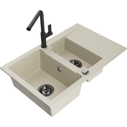 257408 mexen gaspar 1 5 komorovy granitovy drez 737x475x177 mm a drezova bateria flora bezova 6507 69 670401 70 b
