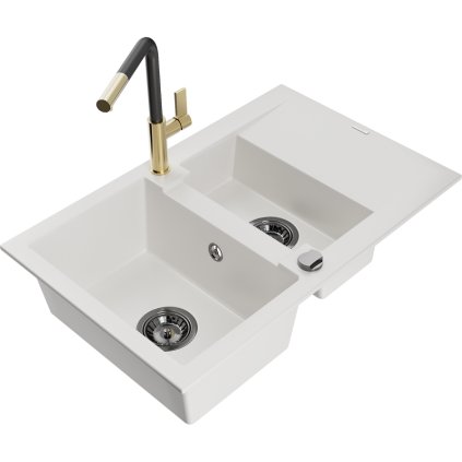 257384 mexen gaspar 1 5 komorovy granitovy drez 737x475x177 mm a drezova bateria flora biela 6507 20 670401 57 b