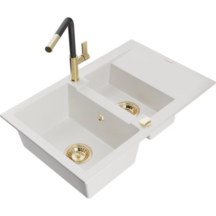 257381 mexen gaspar 1 5 komorovy granitovy drez 737x475x177 mm a drezova bateria flora biela 6507 20 670401 57 g