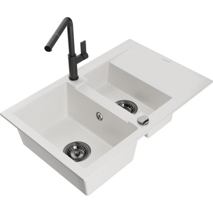257387 mexen gaspar 1 5 komorovy granitovy drez 737x475x177 mm a drezova bateria flora biela 6507 20 670401 70 b