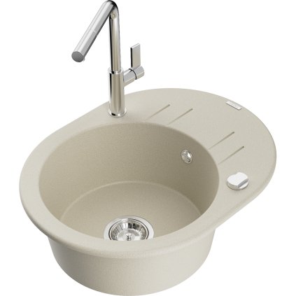 269689 mexen kevin 1 komorovy granitovy drez 586x458x190 mm a drezova bateria flora bezova 6517 69 670401 00
