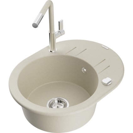 269698 mexen kevin 1 komorovy granitovy drez 586x458x190 mm a drezova bateria flora bezova 6517 69 670401 09