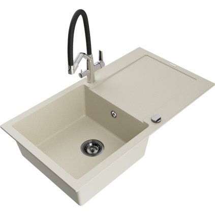 272217 mexen leo 1 komorovy granitovy drez 900x500x190 mm a drezova bateria duo bezova 6501 69 671701 07 b