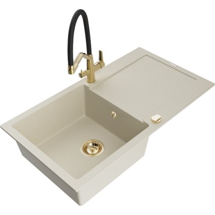 272220 mexen leo 1 komorovy granitovy drez 900x500x190 mm a drezova bateria duo bezova 6501 69 671701 57 g