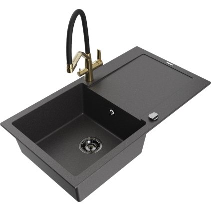 272283 mexen leo 1 komorovy granitovy drez 900x500x190 mm a drezova bateria duo cierna skvrnita 6501 76 671701 57 b