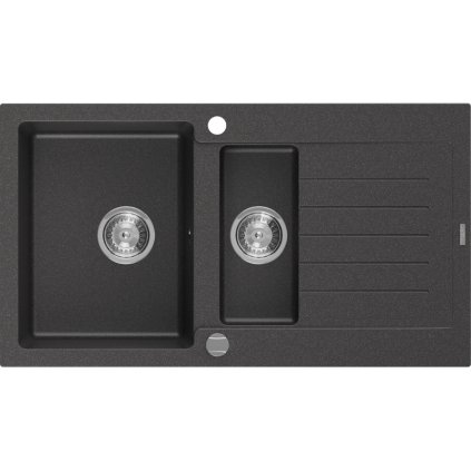 Mexen Matias - dřez granitový 90,0x50,5cm, 1,5-komorový, černá-skvrny, 6502901505-76