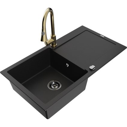 270127 3 mexen leo 1 komorovy granitovy drez 900x500x190 mm a drezova bateria elia cierna 6501 77 670101 50 b