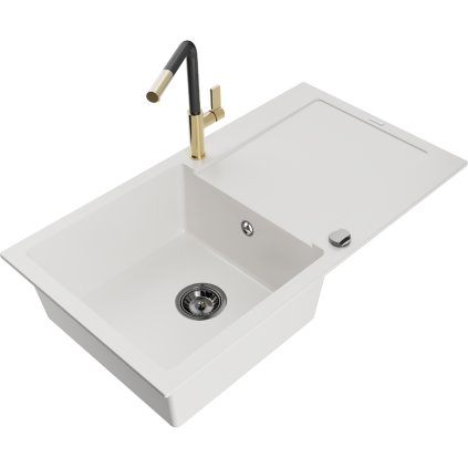252590 mexen leo 1 komorovy granitovy drez 900x500x190 mm a drezova bateria flora biela 6501 20 670401 57 b
