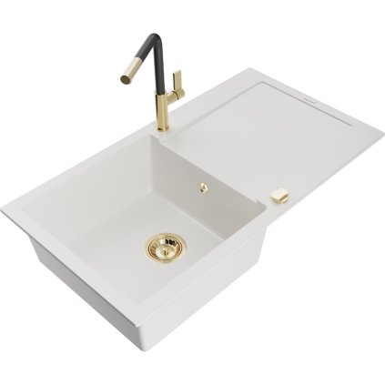 252587 mexen leo 1 komorovy granitovy drez 900x500x190 mm a drezova bateria flora biela 6501 20 670401 57 g