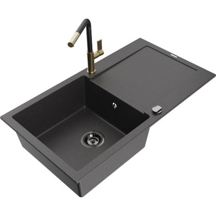 252692 mexen leo 1 komorovy granitovy drez 900x500x190 mm a drezova bateria flora cierna skvrnita 6501 76 670401 57 b