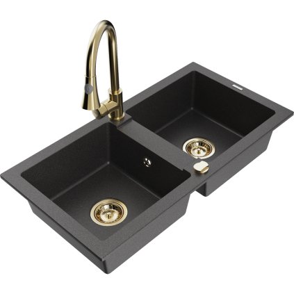 270927 mexen mario 2 komorovy granitovy drez 820x436x161 mm a drezova bateria elia cierna skvrnita 6504 76 670101 50