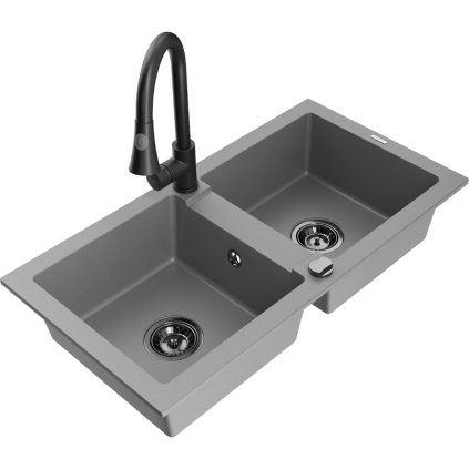 270891 3 mexen mario 2 komorovy granitovy drez 820x436x161 mm a drezova bateria elia seda 6504 71 670101 70 b