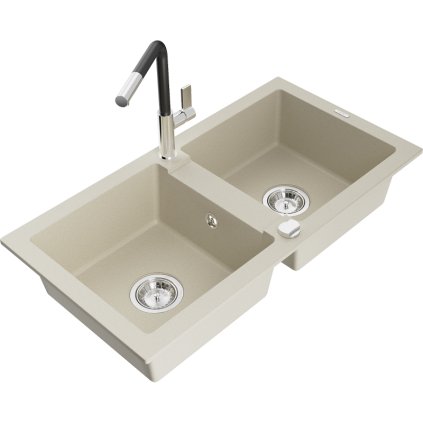 253067 mexen mario 2 komorovy granitovy drez 820x436x161 mm a drezova bateria flora bezova 6504 69 670401 07