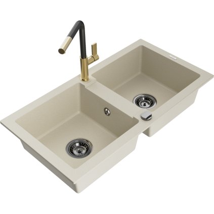253079 3 mexen mario 2 komorovy granitovy drez 820x436x161 mm a drezova bateria flora bezova 6504 69 670401 57 b