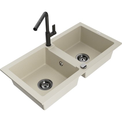 253082 mexen mario 2 komorovy granitovy drez 820x436x161 mm a drezova bateria flora bezova 6504 69 670401 70 b