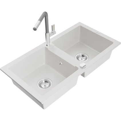 253046 mexen mario 2 komorovy granitovy drez 820x436x161 mm a drezova bateria flora biela 6504 20 670401 06