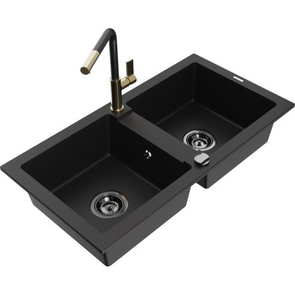 253184 mexen mario 2 komorovy granitovy drez 820x436x161 mm a drezova bateria flora cierna 6504 77 670401 57 b
