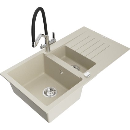 272325 mexen matias 1 5 komorovy granitovy drez 900x505x200 mm a drezova bateria duo bezova 6502 69 671701 07