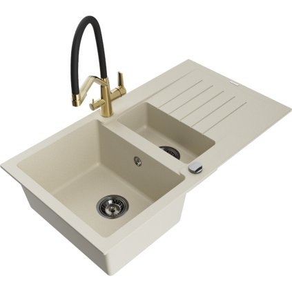 272334 3 mexen matias 1 5 komorovy granitovy drez 900x505x200 mm a drezova bateria duo bezova 6502 69 671701 57 b
