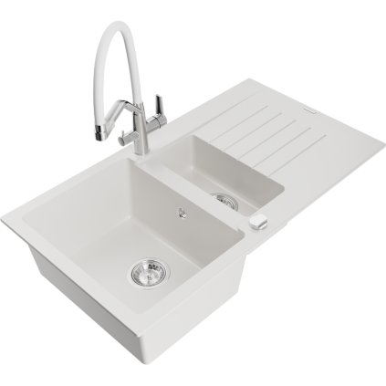 272304 mexen matias 1 5 komorovy granitovy drez 900x505x200 mm a drezova bateria duo biela 6502 20 671701 02