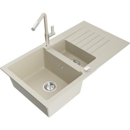252779 mexen matias 1 5 komorovy granitovy drez 900x505x200 mm a drezova bateria flora bezova 6502 69 670401 09
