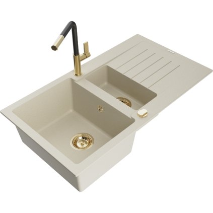 252782 mexen matias 1 5 komorovy granitovy drez 900x505x200 mm a drezova bateria flora bezova 6502 69 670401 57 g