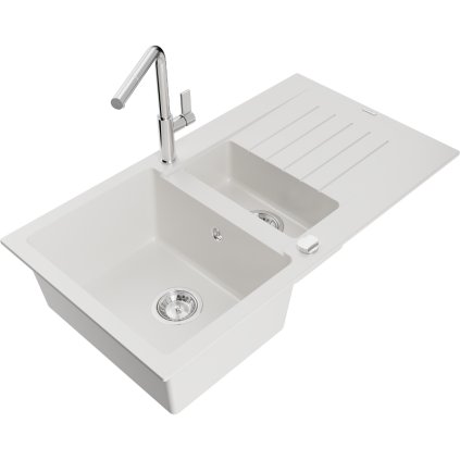 252722 mexen matias 1 5 komorovy granitovy drez 900x505x200 mm a drezova bateria flora biela 6502 20 670401 00