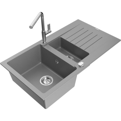 252791 mexen matias 1 5 komorovy granitovy drez 900x505x200 mm a drezova bateria flora seda 6502 71 670401 00