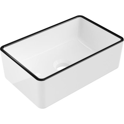 Mexen Nadia, umyvadlo na desku 36x23x12 cm, bílá lesklá-černý okraj, 21613607