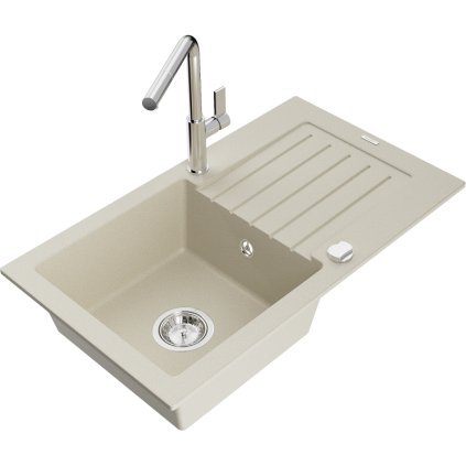 257540 mexen pablo 1 komorovy granitovy drez 752x436x161 mm a drezova bateria flora bezova 6510 69 670401 00