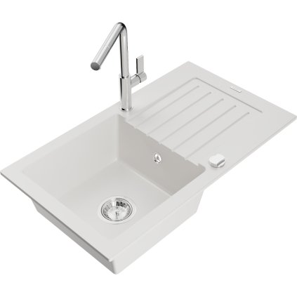 257516 mexen pablo 1 komorovy granitovy drez 752x436x161 mm a drezova bateria flora biela 6510 20 670401 00