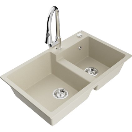 271896 mexen tomas 2 komorovy granitovy drez 800x500x190 mm a drezova bateria elia bezova 6516 69 670101 00