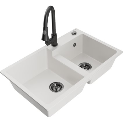 271893 mexen tomas 2 komorovy granitovy drez 800x500x190 mm a drezova bateria elia biela 6516 20 670101 70