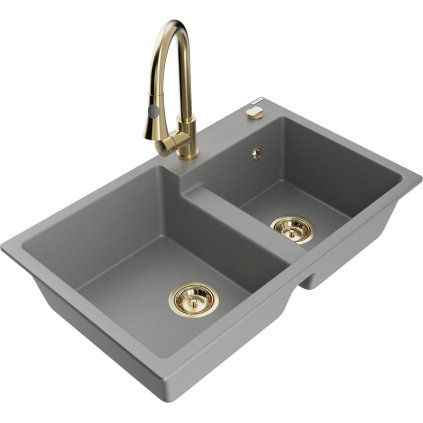 271911 mexen tomas 2 komorovy granitovy drez 800x500x190 mm a drezova bateria elia seda 6516 71 670101 50