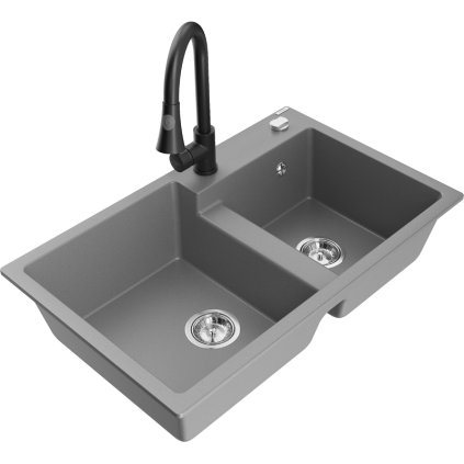 271914 mexen tomas 2 komorovy granitovy drez 800x500x190 mm a drezova bateria elia seda 6516 71 670101 70