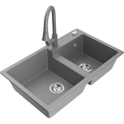 271920 mexen tomas 2 komorovy granitovy drez 800x500x190 mm a drezova bateria elia seda 6516 71 670101 71