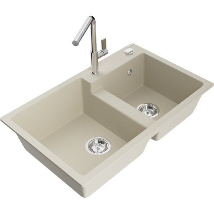 269539 3 mexen tomas 2 komorovy granitovy drez 800x500x190 mm a drezova bateria flora bezova 6516 69 670401 00