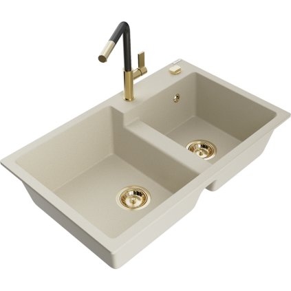 269551 mexen tomas 2 komorovy granitovy drez 800x500x190 mm a drezova bateria flora bezova 6516 69 670401 57 g