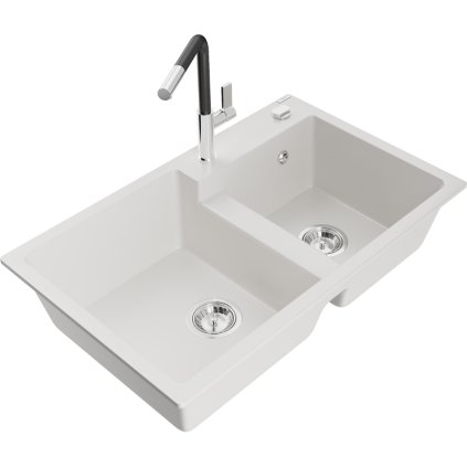 269524 mexen tomas 2 komorovy granitovy drez 800x500x190 mm a drezova bateria flora biela 6516 20 670401 07