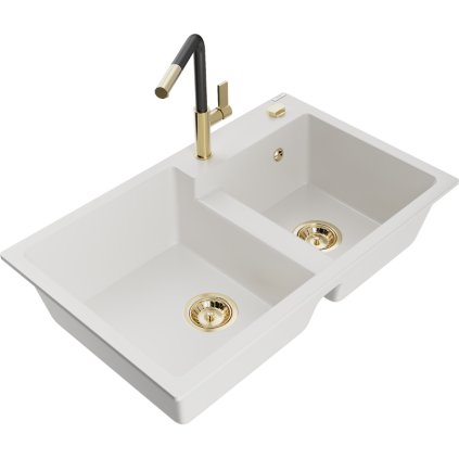 269530 mexen tomas 2 komorovy granitovy drez 800x500x190 mm a drezova bateria flora biela 6516 20 670401 57 g