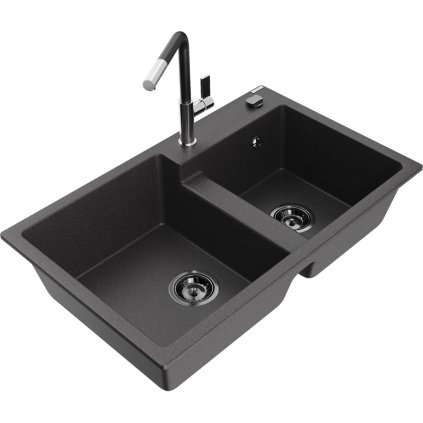 269623 3 mexen tomas 2 komorovy granitovy drez 800x500x190 mm a drezova bateria flora cierna skvrnita 6516 76 670401 07 b