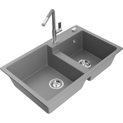 269563 3 mexen tomas 2 komorovy granitovy drez 800x500x190 mm a drezova bateria flora seda 6516 71 670401 06
