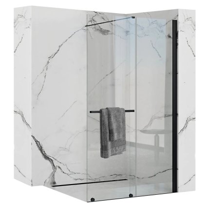 Rea - Cortis posuvná sprchová zástěna 100x195cm, 6mm sklo, čiré sklo/černý profil, REA-K7740