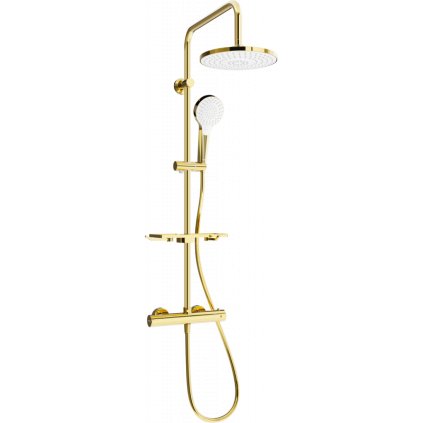Mexen - KT05 sprchový set s termostatickou baterií Kai, zlatá - bílá, 771500593-50