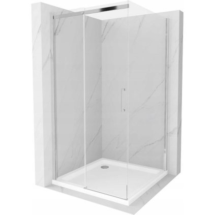 Mexen Omega posuvný sprchový kout 100 x 100 cm, chromový profil, čiré sklo + Slim sprchová vanička, 825-100-100-01-00-4010